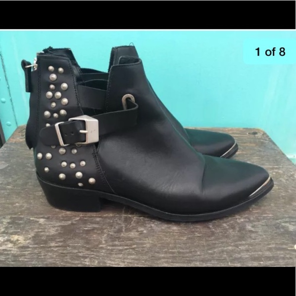 Zara Collection Studded Leather Boots Size 40